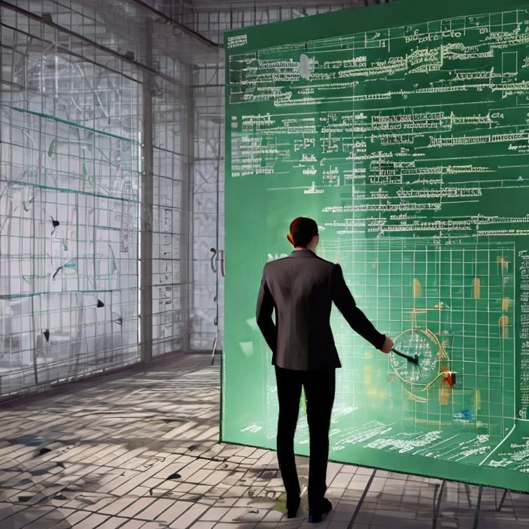 man solving maths equations on a green board